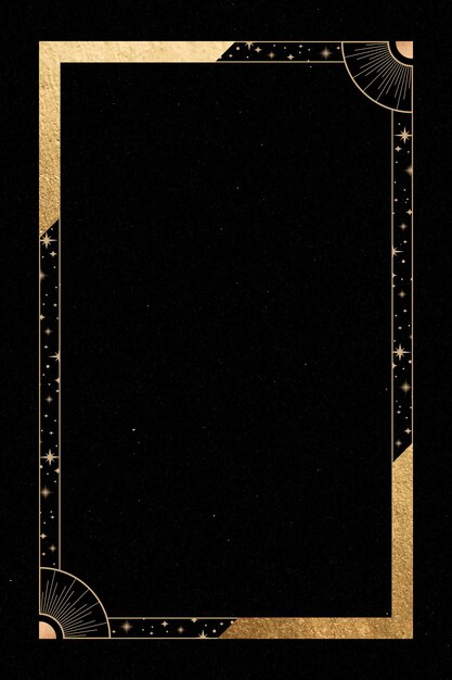 Mystical golden frame on black background vector