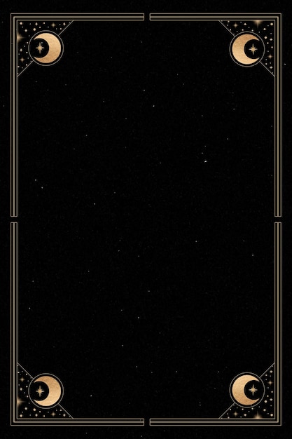 Free vector mystical golden frame on black background