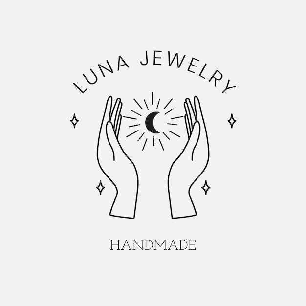 Mystical jewelry logo template, editable minimal design vector