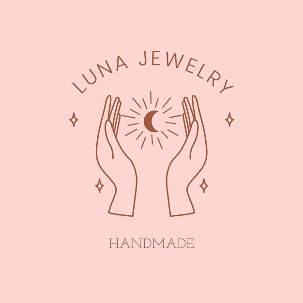 Mystical jewelry logo template, editable minimal pink vector