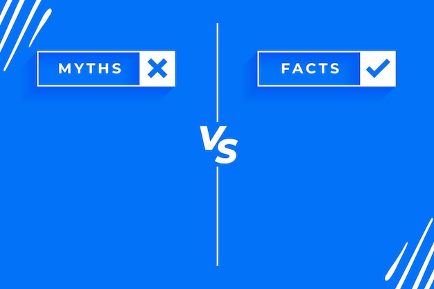 Free vector myths versus facts battle list concept with text space