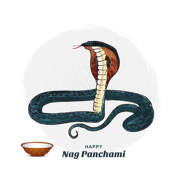 Free vector nag panchami card on indian festival celebration design