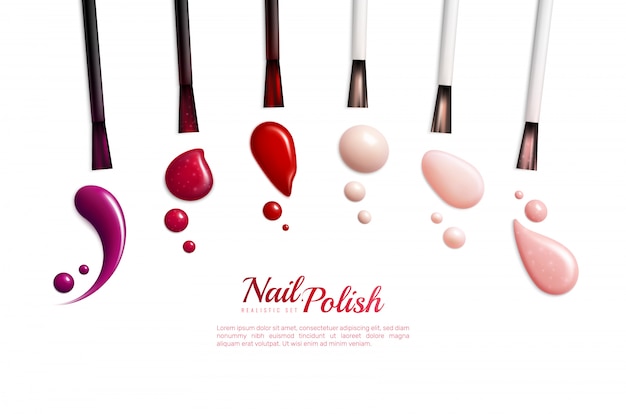 Nail polish smears realistic isolated icon set with different colors and styles  illustration