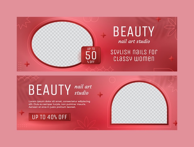 Free vector nail salon horizontal banner template design