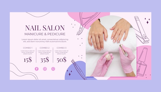 Free vector nail salon horizontal banner template design