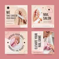 Free vector nail salon instagram post template design