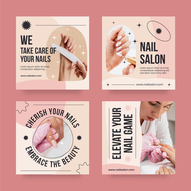 Free Vector nail salon instagram post template design