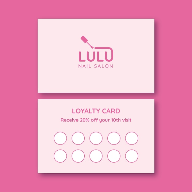 Nail salon manicure loyalty card design