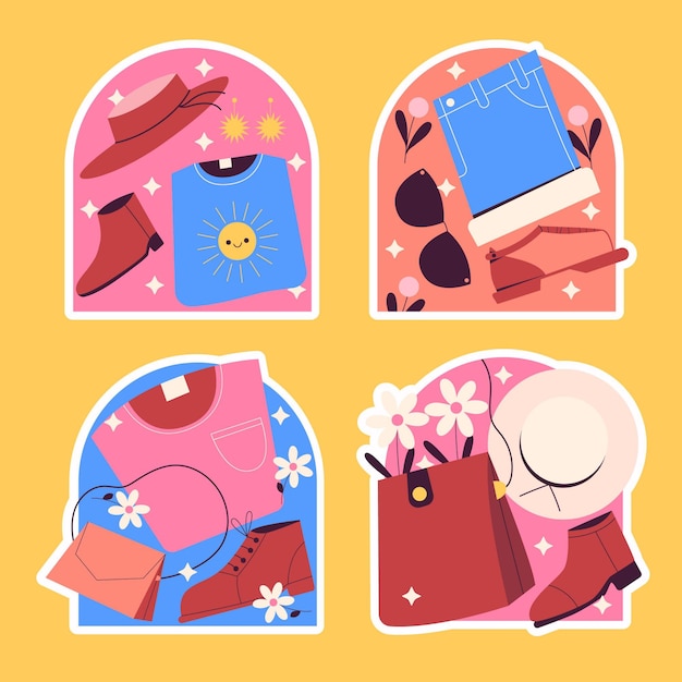 Free vector naive apparel and accesories stickers