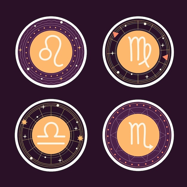 Naive astrological sign sticker collection