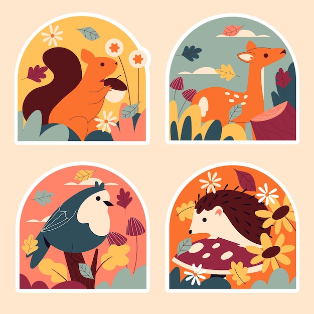 Free vector naive autumn stickers collection