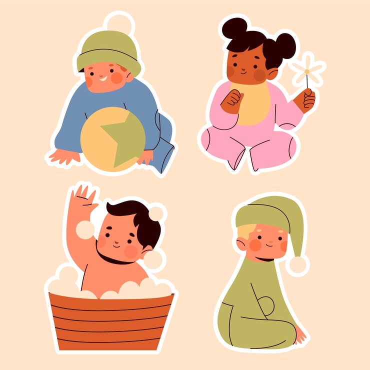 무료 Vector 순진한 아기 스티커 컬렉션