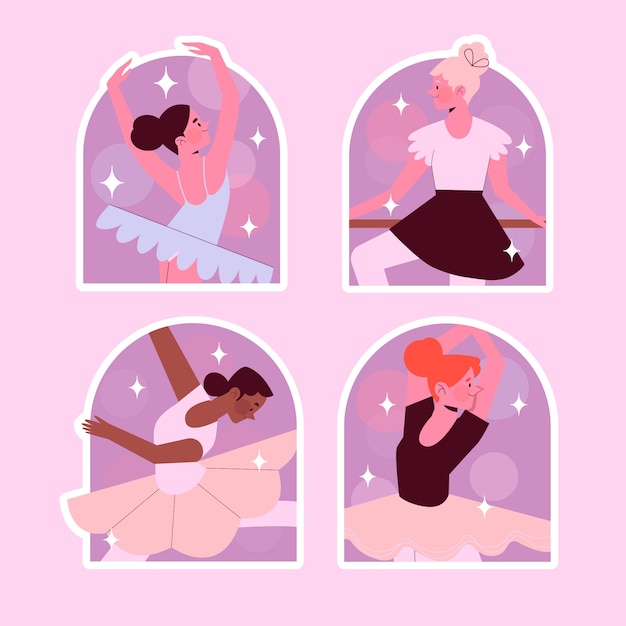 Naive ballet dancer sticker set