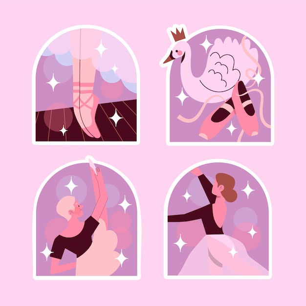 Naive ballet dancer sticker set