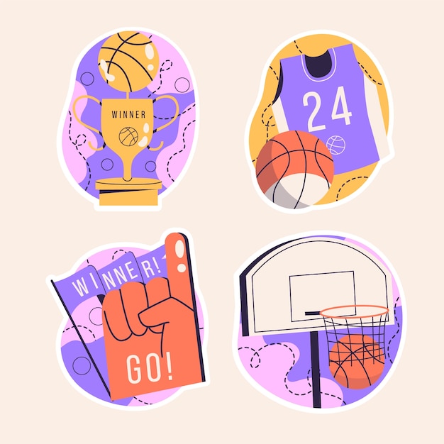 Vector Templates: Naive Basketball Stickers Collection – Free Download