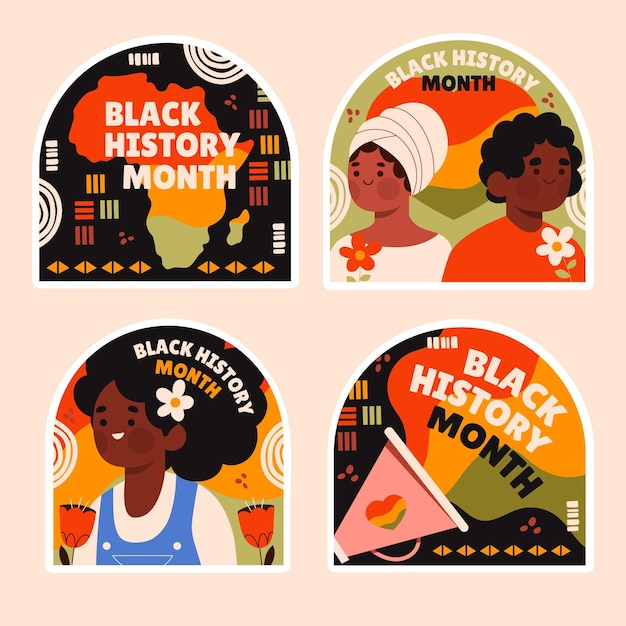 Naive black history month stickers collection