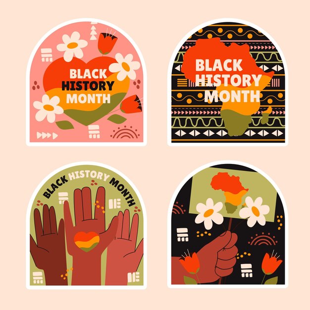 Free vector naive black history month stickers collection