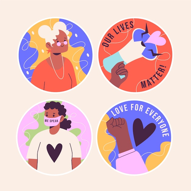 Free vector naive black people stickers collection