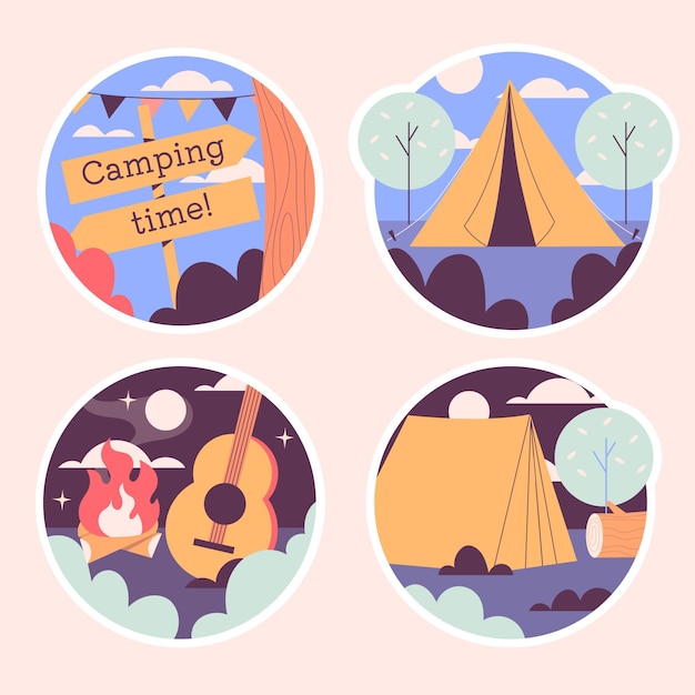 Free vector naive camping sticker pack