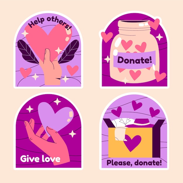 Free vector naive charity stickers