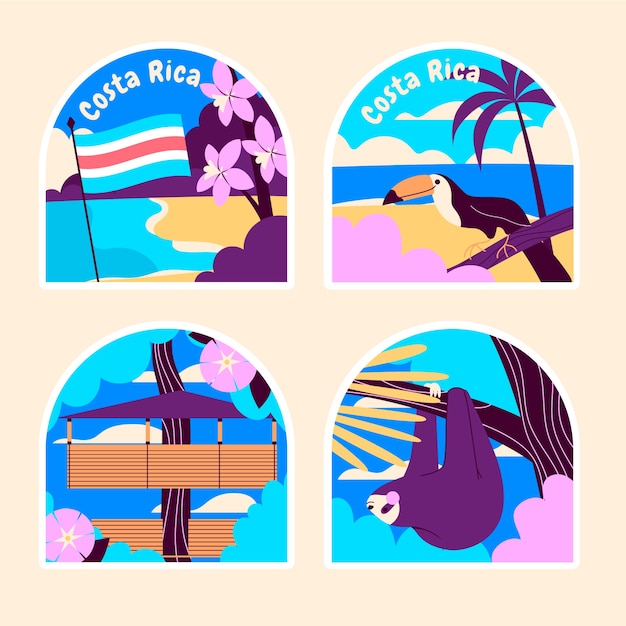 Free vector naive costa rica stickers