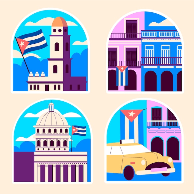 Free vector naive cuba stickers collection