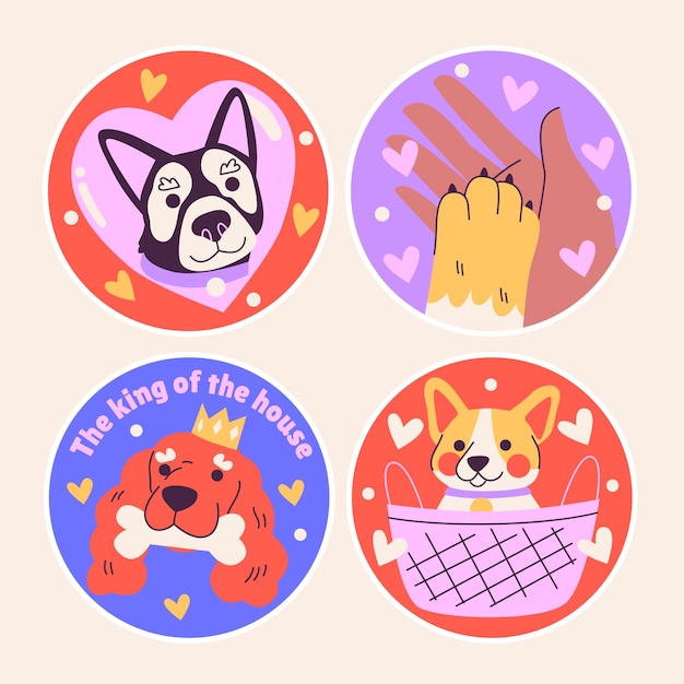 Free vector naive dog lovers stickers collection