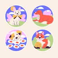 Free vector naive dog stickers collection