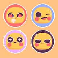 Free vector naive emoticons stickers illustration set