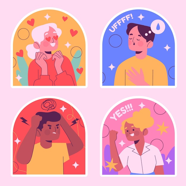 Free vector naive emotions sticker set