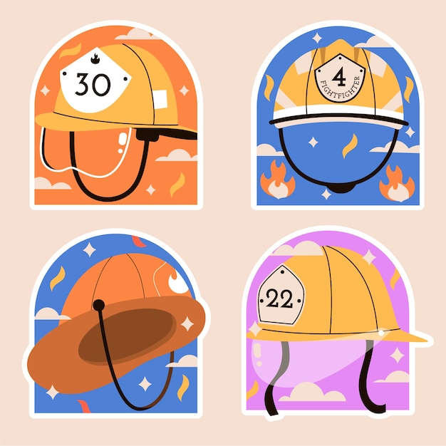 Free vector naive firefighters hat illustration set