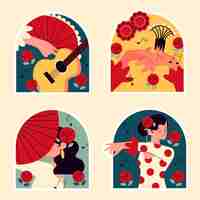 Free vector naive flamenco dancers stickers