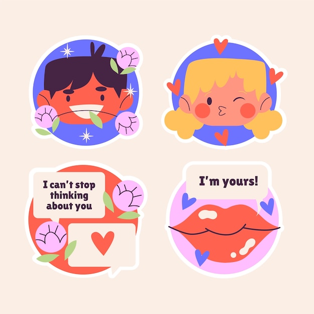 Free vector naive flirt stickers collection