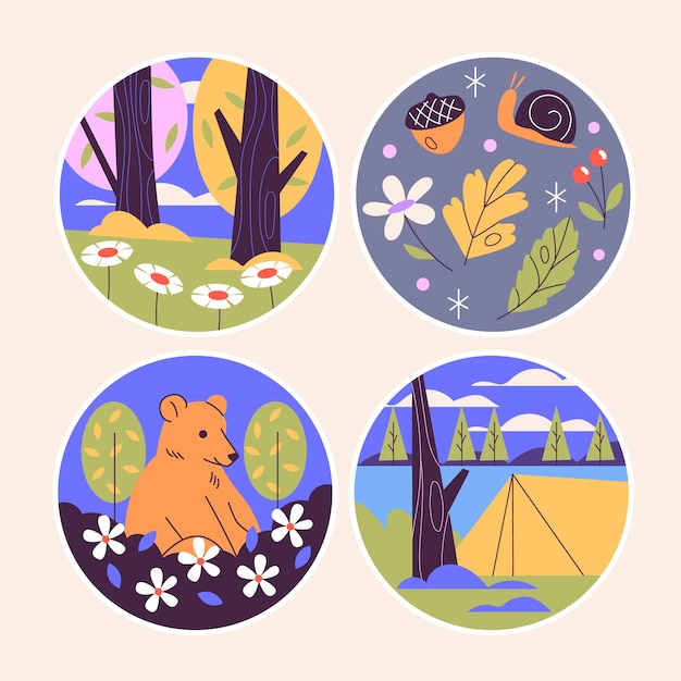 Naive forest  stickers set