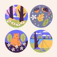 Free vector naive forest  stickers set
