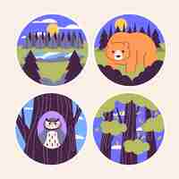 Free vector naive forest  stickers set