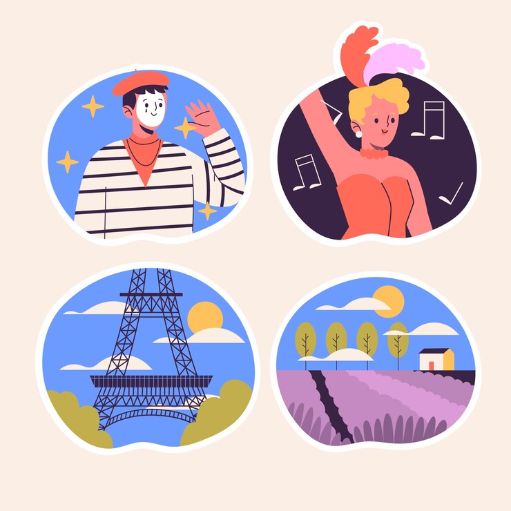 Free Vector naive france stickers collection
