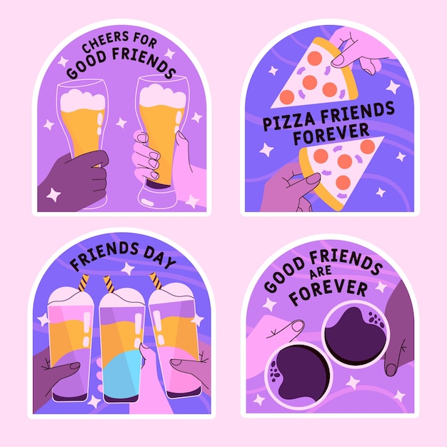 Free vector naive friendship sticker set