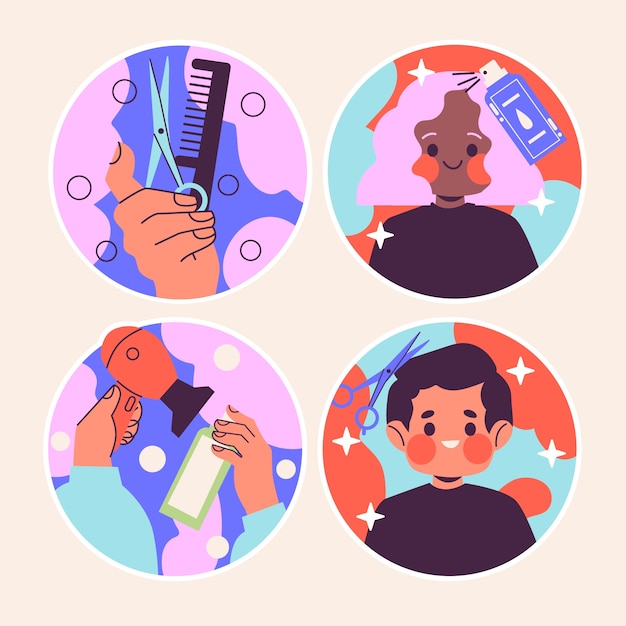 Naive hairdresser stickers collection