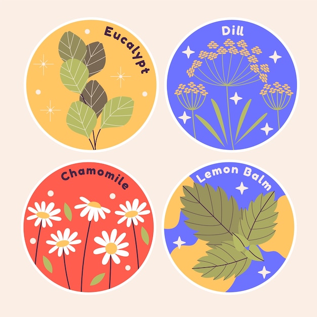 Naive herbs stickers set