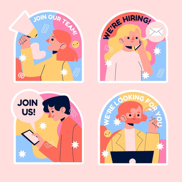 Naive hiring and join us stickers collection