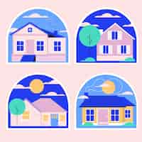 Free vector naive house stickers collection