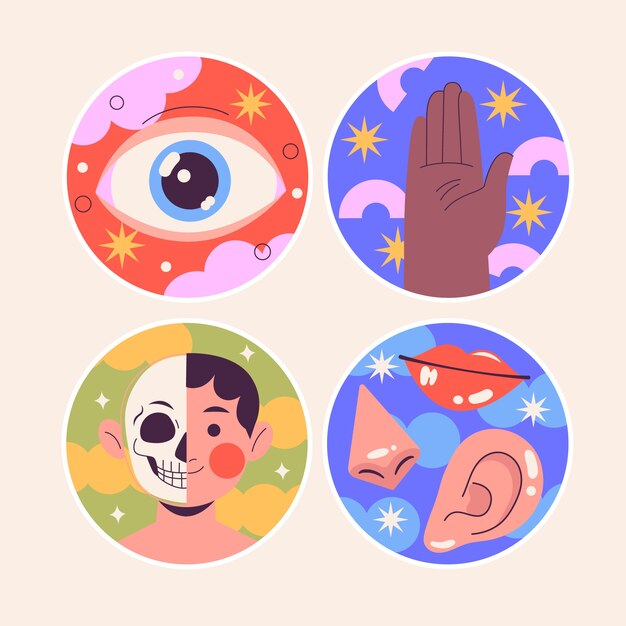 Free Vector naive human body stickers collection
