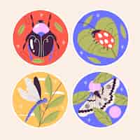 Free vector naive insects and bugs stickers collection