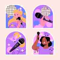 Free vector naive karaoke sticker set