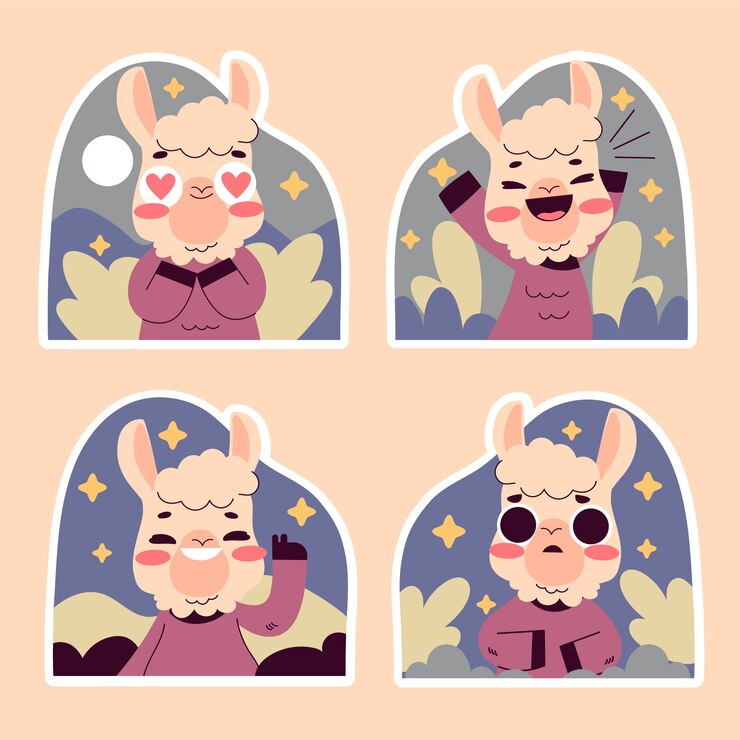 Free Vector naive llama stickers