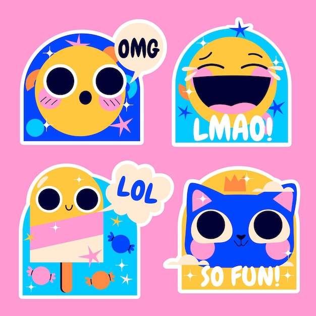 Free vector naive lol stickers collection