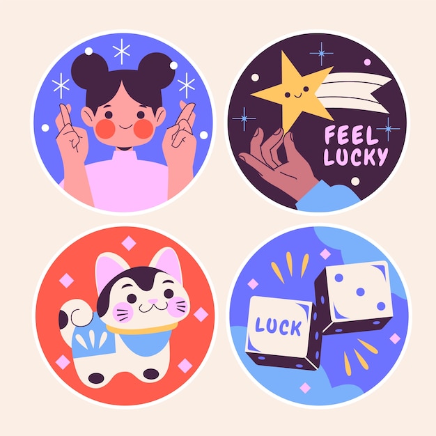 Free vector naive luck stickers collection