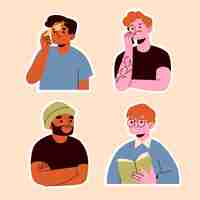 Free vector naive men stickers collection