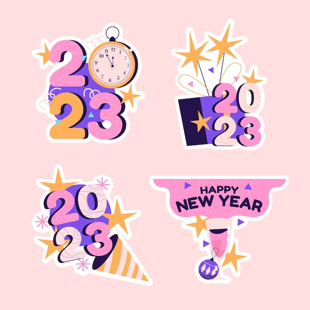 Naive new year 2023 stickers collection